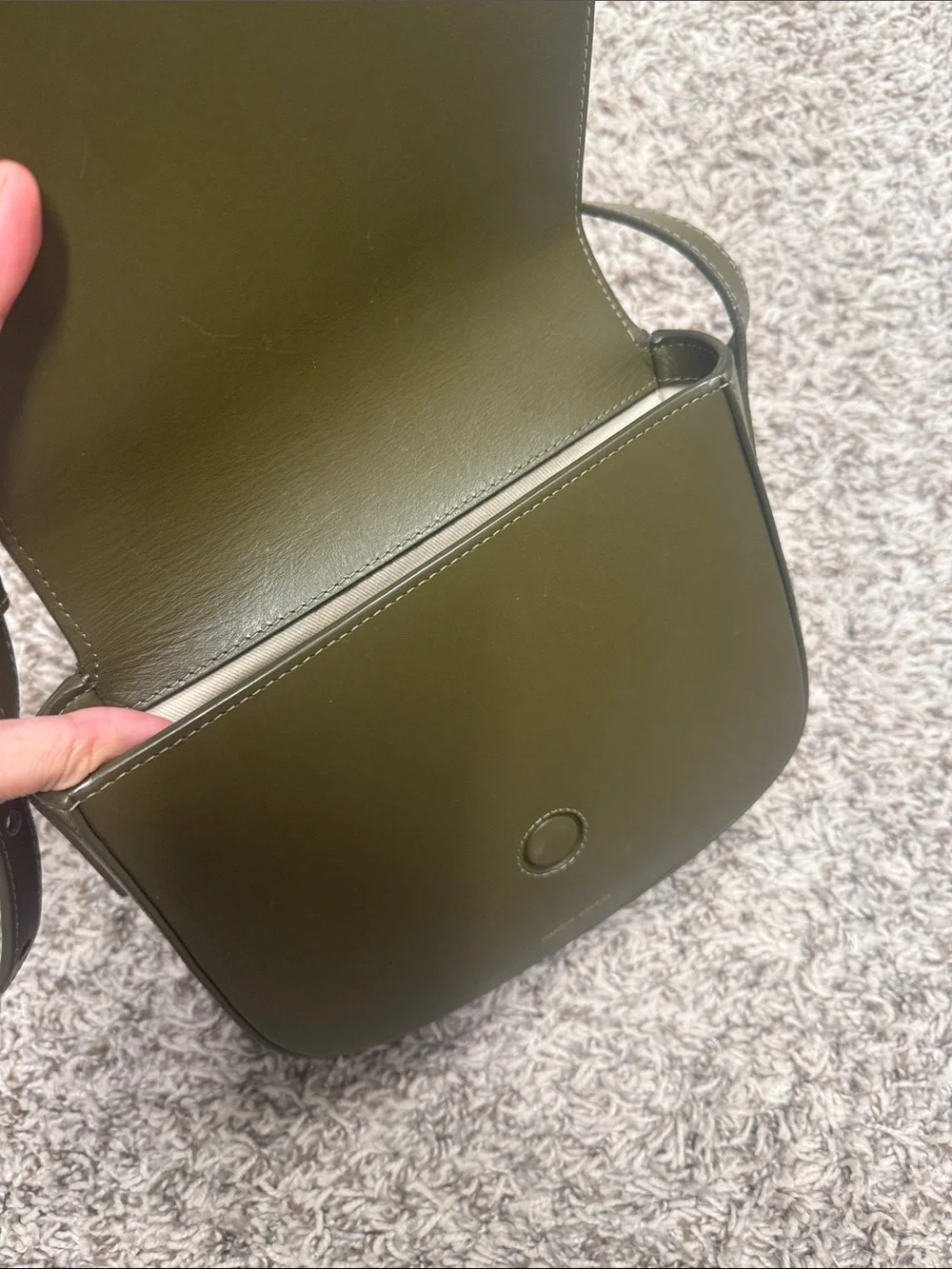 Mansur Gavriel mini Olive Leather Saddle Crossbody